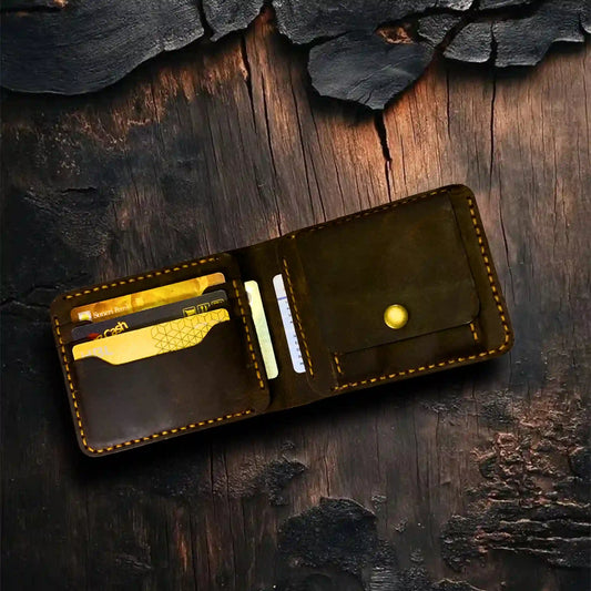 Vintage Coin Pocket Wallet | Storage Security Durability - WM Leather