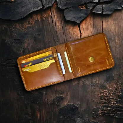 Vintage Coin Pocket Wallet | Storage Security Durability - WM Leather